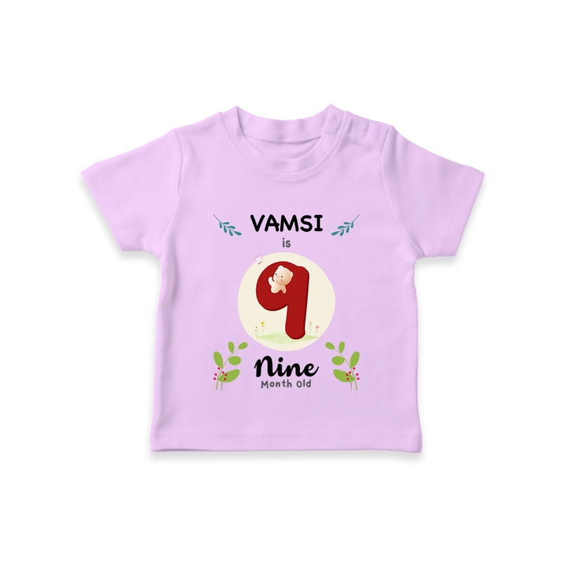 Celebrate Nine month of joy with our delightful customized T-Shirt For Babies - LILAC - 0-5 Months Old (Chest 17")