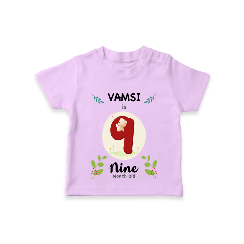 Celebrate The 9th Month Birthday Custom T-Shirt, Personalized with your little one's name - LILAC - 0 - 5 Months Old (Chest 17")