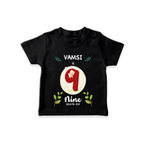 Celebrate The 9th Month Birthday Custom T-Shirt, Personalized with your little one's name - BLACK - 0 - 5 Months Old (Chest 17")