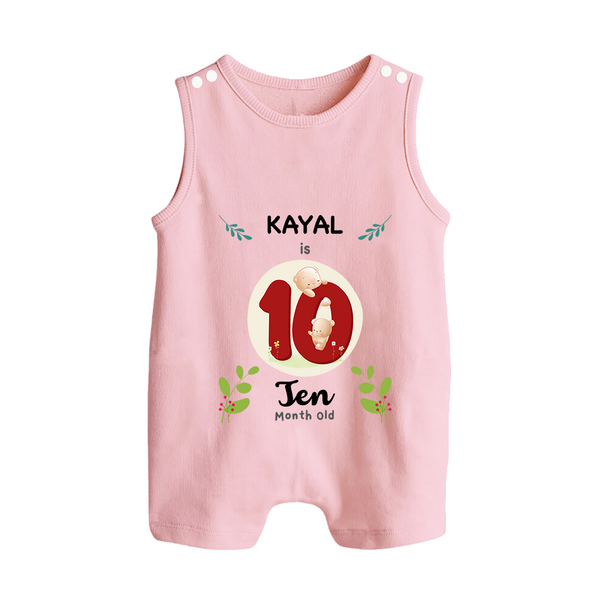 Customized Baby Romper Suit/ Sleeveless Romper | Celebrate 10th Month | Soft & Comfy Fit Romper Suit/ Sleeveless Romper - BABY PINK - 0 - 5 Months Old (Chest 18")