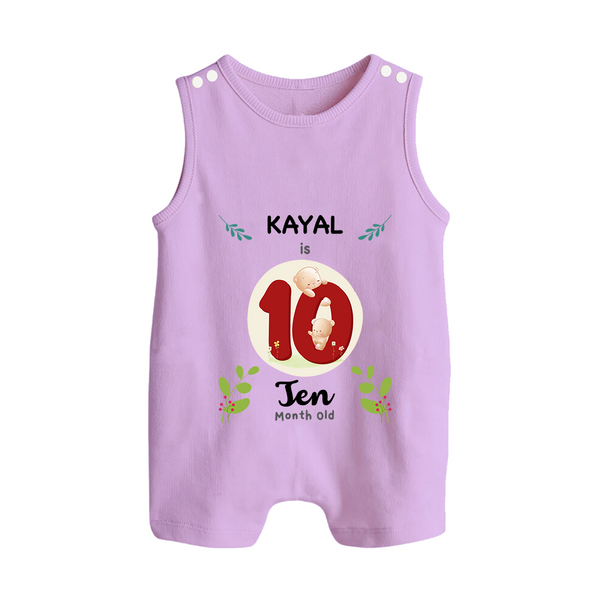 Customized Baby Romper Suit/ Sleeveless Romper | Celebrate 10th Month | Soft & Comfy Fit Romper Suit/ Sleeveless Romper - LILAC - 0 - 5 Months Old (Chest 18")