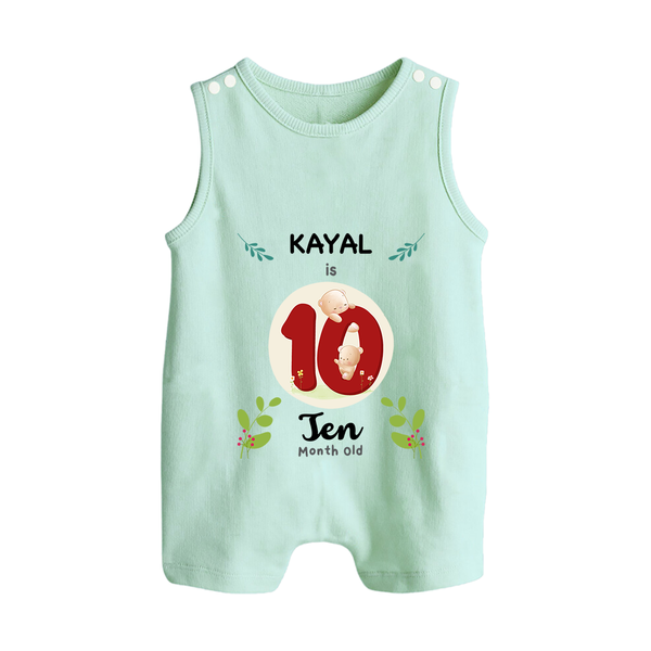 Customized Baby Romper Suit/ Sleeveless Romper | Celebrate 10th Month | Soft & Comfy Fit Romper Suit/ Sleeveless Romper - MINT GREEN - 0 - 5 Months Old (Chest 18")