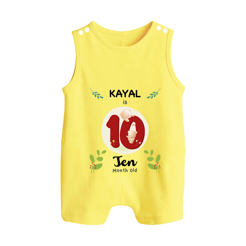 Celebrate Ten month of joy with our delightful customized Romper Suit For Babies - PASTEL YELLOW - 0 - 5 Months Old (Chest 18")