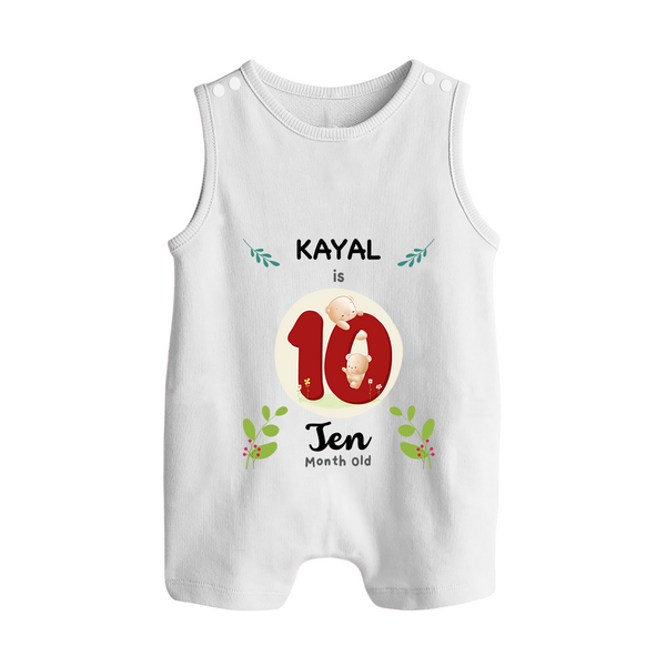 Customized Baby Romper Suit/ Sleeveless Romper | Celebrate 10th Month | Soft & Comfy Fit Romper Suit/ Sleeveless Romper - WHITE - 0 - 5 Months Old (Chest 18")