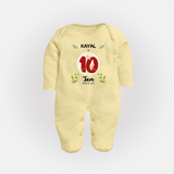 Celebrate Ten month of joy with our delightful customized Sleep Suit For Babies - PASTEL YELLOW - New Born (Chest 7.5")