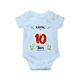 Celebrate Ten month of joy with our delightful customized Romper For Babies - BABY BLUE - 0 - 3 Months Old (Chest 16")