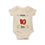 Celebrate Ten month of joy with our delightful customized Romper For Babies - IVORY - 0 - 3 Months Old (Chest 16")