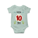 Mark your little one's Tenth month with a personalized romper/onesie featuring their name! - MINT GREEN - 0 - 3 Months Old (Chest 16")