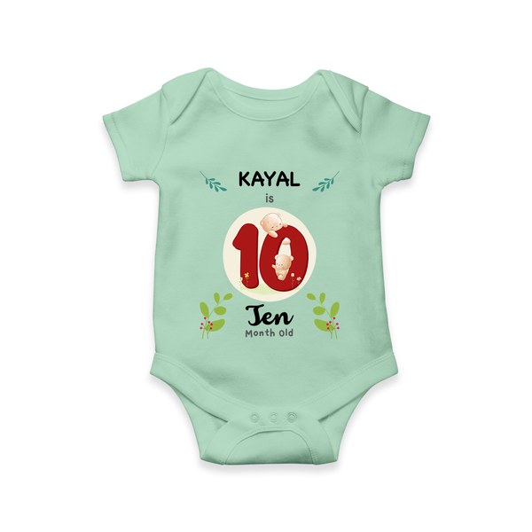 Customized Baby Romper/Onesie | Celebrate 10th Month | Soft & Comfy Fit - MINT GREEN - New Born (Chest 14")