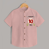 Customized Baby Shirt | Celebrate 10th Month | Soft & Comfy Fit Shirt - PEACH - 0 - 6 Months Old (Chest 23")