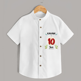 Mark your little one's 10th month Birthday with a personalized Shirt featuring their name! - WHITE - 0 - 6 Months Old (Chest 21")