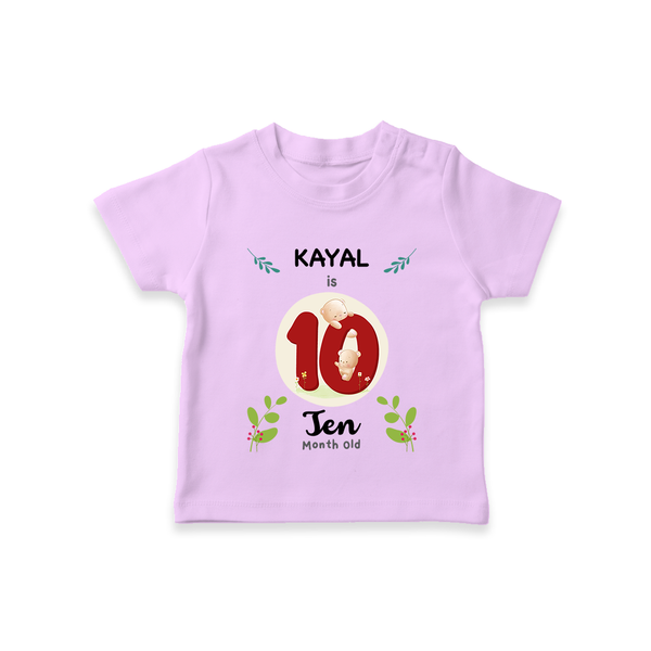 Customized Baby T-Shirt | Celebrate 10th Month | Soft & Comfy Fit T-Shirt - LILAC - 0-5 Months Old (Chest 17")