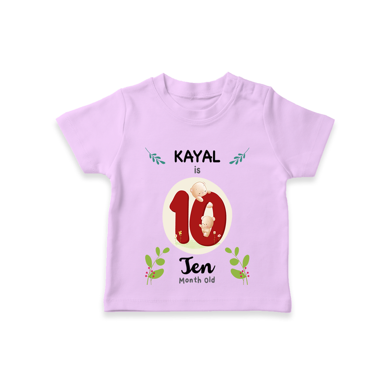 Celebrate The 10th Month Birthday Custom T-Shirt, Personalized with your little one's name - LILAC - 0 - 5 Months Old (Chest 17")