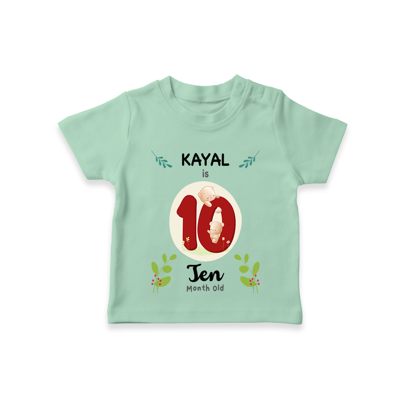 Celebrate The 10th Month Birthday Custom T-Shirt, Personalized with your little one's name - MINT GREEN - 0 - 5 Months Old (Chest 17")