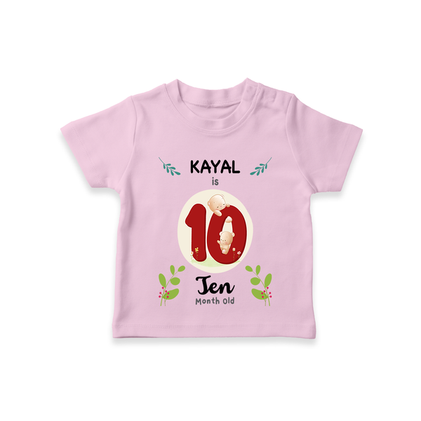 Celebrate The 10th Month Birthday Custom T-Shirt, Personalized with your little one's name - PINK - 0 - 5 Months Old (Chest 17")