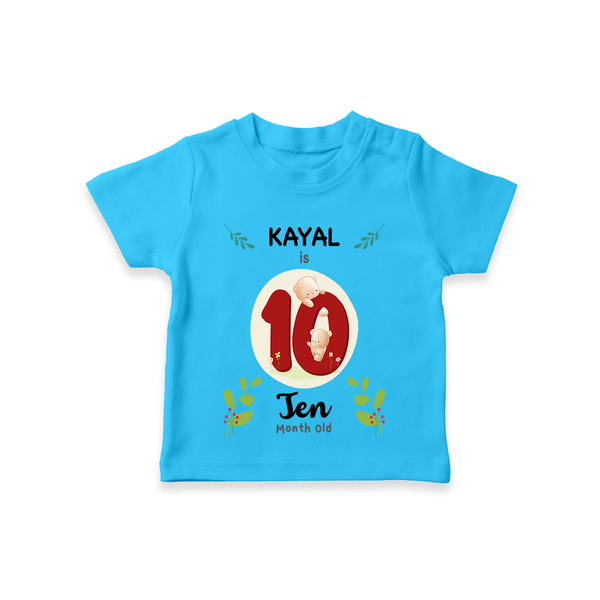 Celebrate The 10th Month Birthday Custom T-Shirt, Personalized with your little one's name - SKY BLUE - 0 - 5 Months Old (Chest 17")