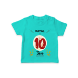 Celebrate The 10th Month Birthday Custom T-Shirt, Personalized with your little one's name - TEAL - 0 - 5 Months Old (Chest 17")