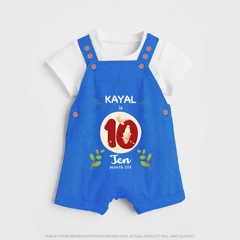 Celebrate Ten month of joy with our delightful customized Dungaree Set For Babies - COBALT BLUE - 0 - 5 Months Old (Chest 18")