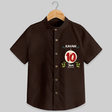 Mark your little one's 10th month Birthday with a personalized Shirt featuring their name! - CHOCOLATE BROWN - 0 - 6 Months Old (Chest 21")
