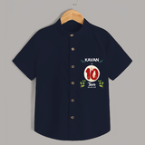 Mark your little one's 10th month Birthday with a personalized Shirt featuring their name! - NAVY BLUE - 0 - 6 Months Old (Chest 21")