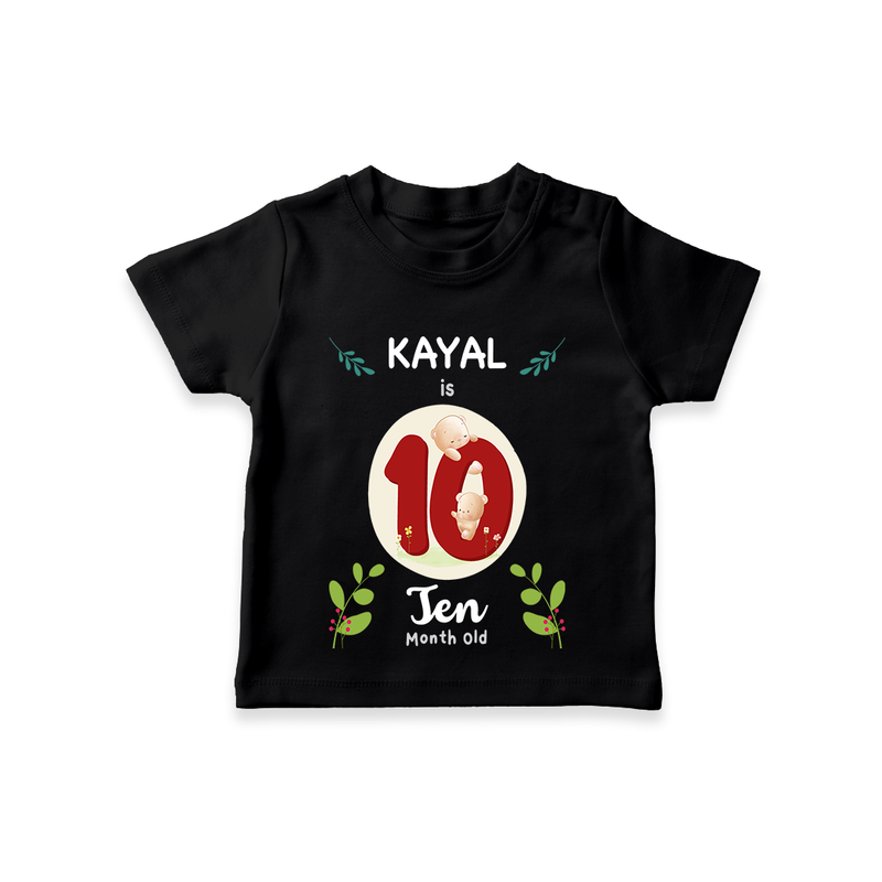 Celebrate The 10th Month Birthday Custom T-Shirt, Personalized with your little one's name - BLACK - 0 - 5 Months Old (Chest 17")