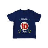 Customized Baby T-Shirt | Celebrate 10th Month | Soft & Comfy Fit T-Shirt - NAVY BLUE - 0-5 Months Old (Chest 17")