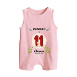 Celebrate Eleven month of joy with our delightful customized Romper Suit For Babies - BABY PINK - 0 - 5 Months Old (Chest 18")