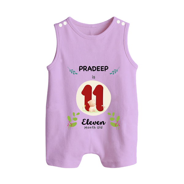 Customized Baby Romper Suit/ Sleeveless Romper | Celebrate 11th Month | Soft & Comfy Fit Romper Suit/ Sleeveless Romper - LILAC - 0 - 5 Months Old (Chest 18")
