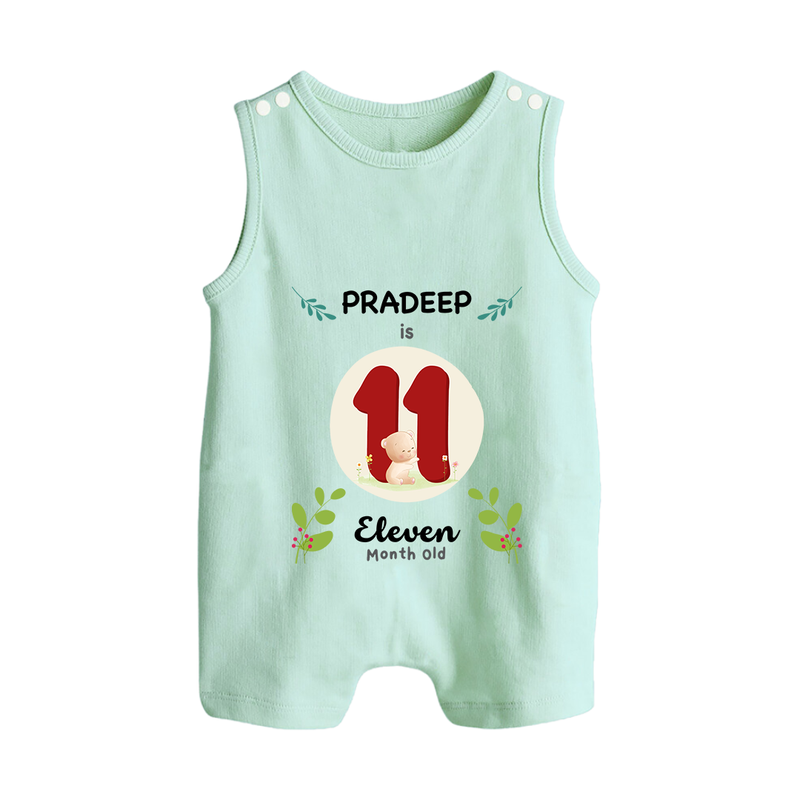 Celebrate Eleven month of joy with our delightful customized Romper Suit For Babies - MINT GREEN - 0 - 5 Months Old (Chest 18")