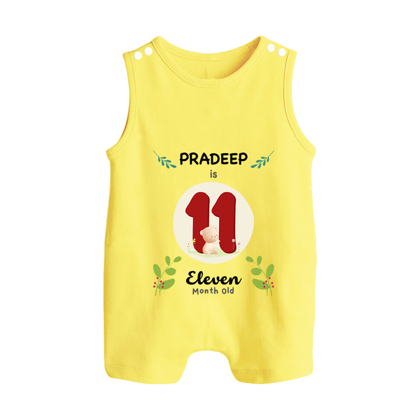 Celebrate Eleven month of joy with our delightful customized Romper Suit For Babies - PASTEL YELLOW - 0 - 5 Months Old (Chest 18")