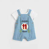 Celebrate The Eleventh Month Birthday Customised Dungaree set for your Kids - SKY BLUE - 0 - 5 Months Old (Chest 17")