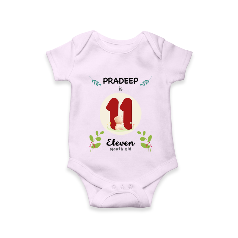 Celebrate Eleven month of joy with our delightful customized Romper For Babies - LILAC - 0 - 3 Months Old (Chest 16")