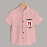 Mark your little one's 11th month Birthday with a personalized Shirt featuring their name! - PEACH - 0 - 6 Months Old (Chest 21")