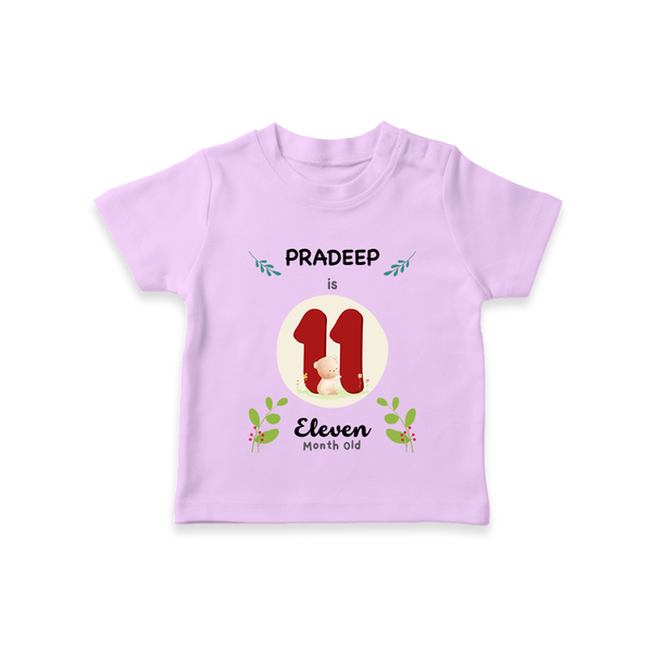 Customized Baby T-Shirt | Celebrate 11th Month | Soft & Comfy Fit T-Shirt - LILAC - 0-5 Months Old (Chest 17")