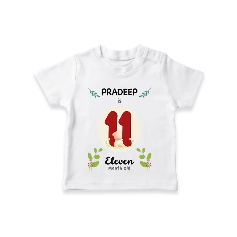 Celebrate The 11th Month Birthday Custom T-Shirt, Personalized with your little one's name - WHITE - 0 - 5 Months Old (Chest 17")