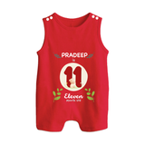 Celebrate Eleven month of joy with our delightful customized Romper Suit For Babies - RED - 0 - 5 Months Old (Chest 18")