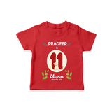 Celebrate The 11th Month Birthday Custom T-Shirt, Personalized with your little one's name - RED - 0 - 5 Months Old (Chest 17")