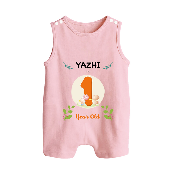 Customized Baby Romper Suit/ Sleeveless Romper | Celebrate 1st Year | Soft & Comfy Fit Romper Suit/ Sleeveless Romper - BABY PINK - 0 - 5 Months Old (Chest 18")