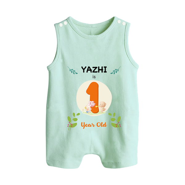 Customized Baby Romper Suit/ Sleeveless Romper | Celebrate 1st Year | Soft & Comfy Fit Romper Suit/ Sleeveless Romper - MINT GREEN - 0 - 5 Months Old (Chest 18")