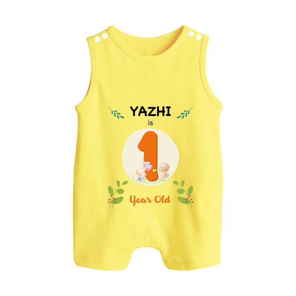 Customized Baby Romper Suit/ Sleeveless Romper | Celebrate 1st Year | Soft & Comfy Fit Romper Suit/ Sleeveless Romper - PASTEL YELLOW - 0 - 5 Months Old (Chest 18")
