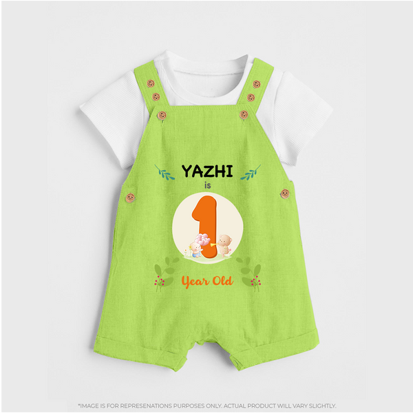 Celebrate one Year of joy with our delightful customized Dungaree Set For Babies - GREEN - 0 - 5 Months Old (Chest 18")