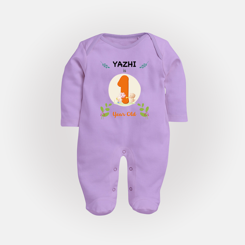 Celebrate one Year of joy with our delightful customized Sleep Suit For Babies - LILAC - New Born (Chest 7.5")