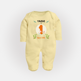 Celebrate one Year of joy with our delightful customized Sleep Suit For Babies - PASTEL YELLOW - New Born (Chest 7.5")