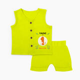 Celebrate The First Year Birthday Of Joy With Our Delightful Customized Jabla Set For Babies With Name - LIME GREEN - 0 - 3 Months Old (Chest 9.8")