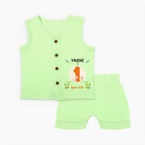 Celebrate The First Year Birthday Of Joy With Our Delightful Customized Jabla Set For Babies With Name - PASTEL GREEN - 0 - 3 Months Old (Chest 9.8")