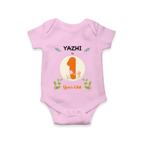 Customized Baby Romper/Onesie | Celebrate 1 Year | Soft & Comfy Fit - BABY PINK - New Born (Chest 14")