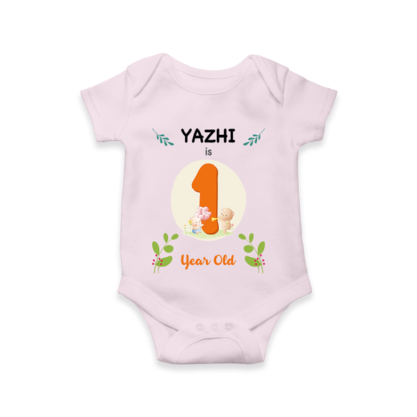 Mark your little one's Twelfth month with a personalized romper/onesie featuring their name! - BABY PINK - 0 - 3 Months Old (Chest 16")