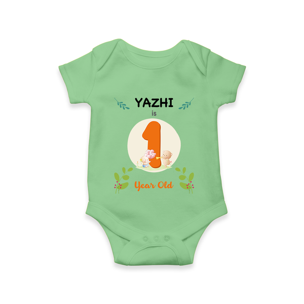 Customized Baby Romper/Onesie | Celebrate 1 Year | Soft & Comfy Fit - GREEN - New Born (Chest 14")