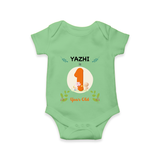 Mark your little one's 1st Year with a personalized romper/onesie featuring their name! - GREEN - 0 - 3 Months Old (Chest 16")