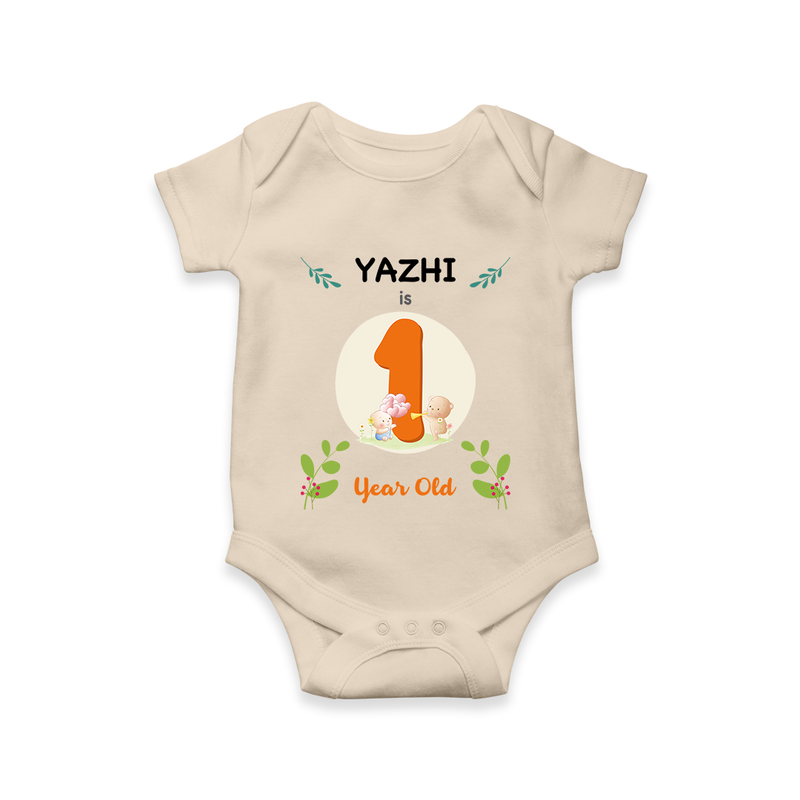 Customized Baby Romper/Onesie | Celebrate 1 Year | Soft & Comfy Fit - IVORY - New Born (Chest 14")
